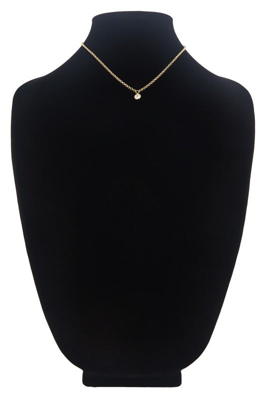 Gold Brass Chain & CZ Drop Necklace