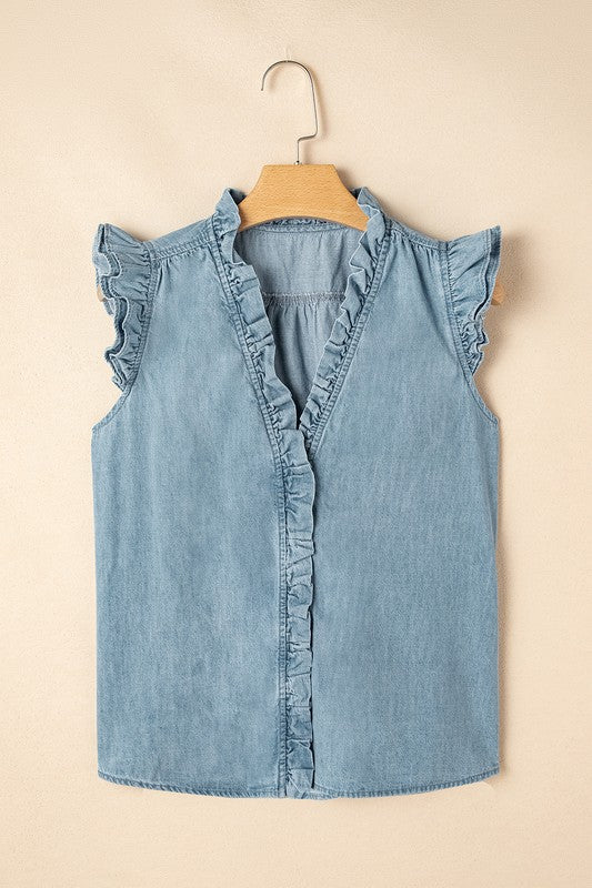 Denim Frill Top