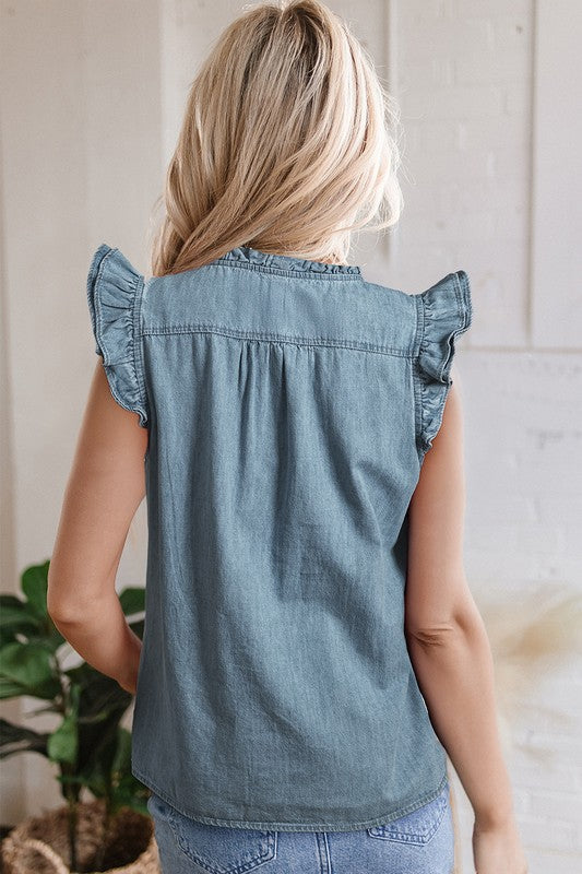 Denim Frill Top