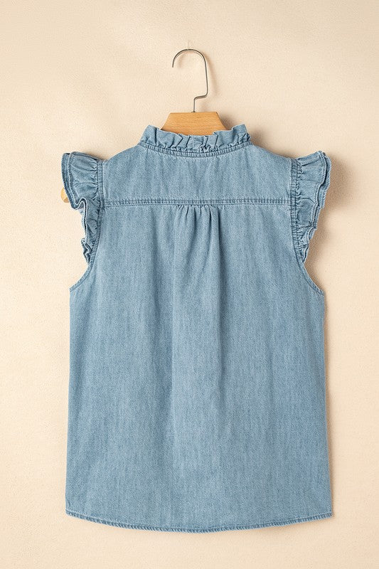 Denim Frill Top