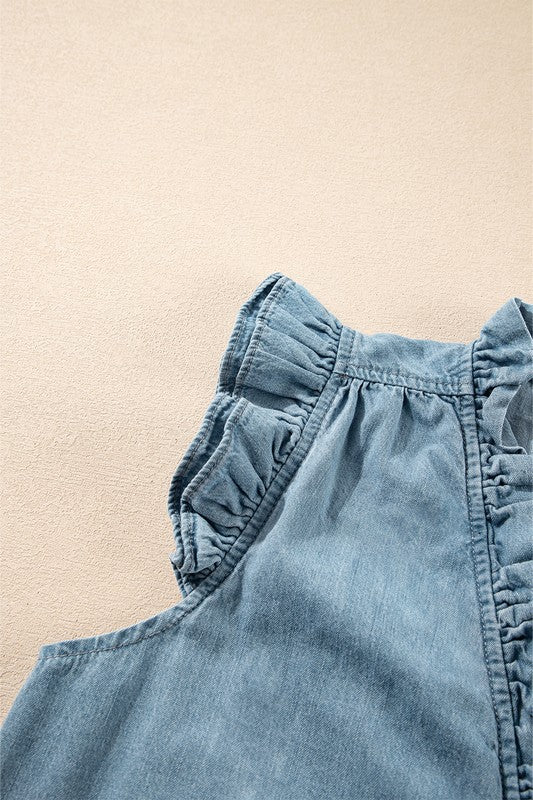 Denim Frill Top