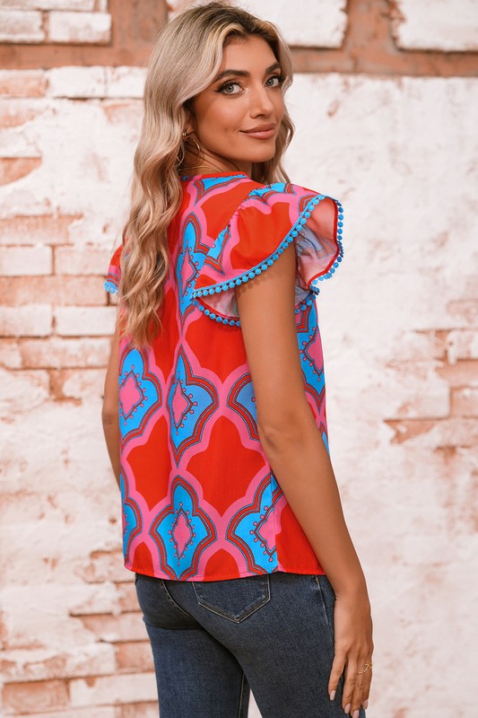 Abstract Shoulder Detail Top