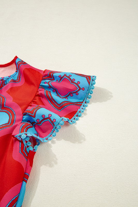 Abstract Shoulder Detail Top