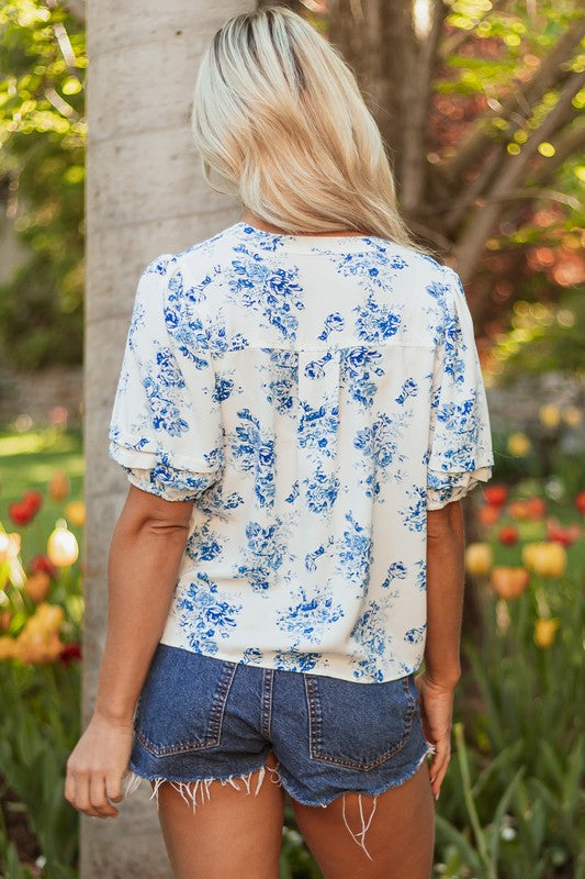 Floral Tiered Pleated Blouse - 2