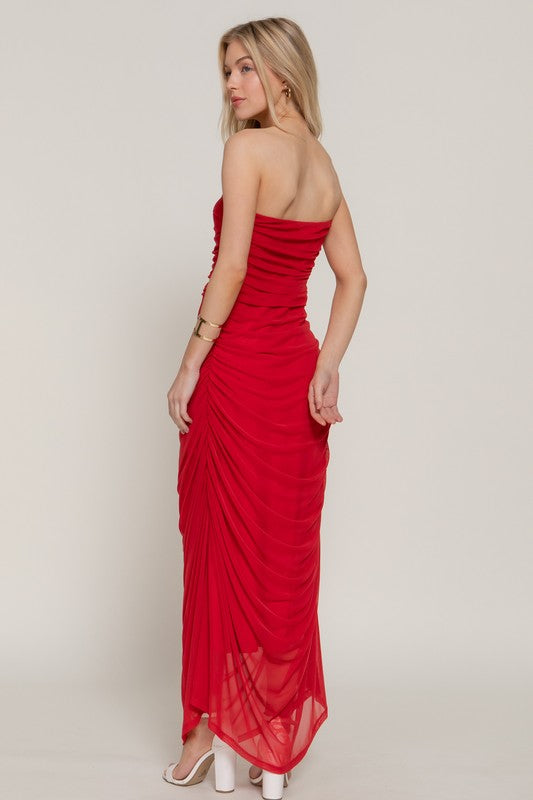 Red Mesh Tube Dress