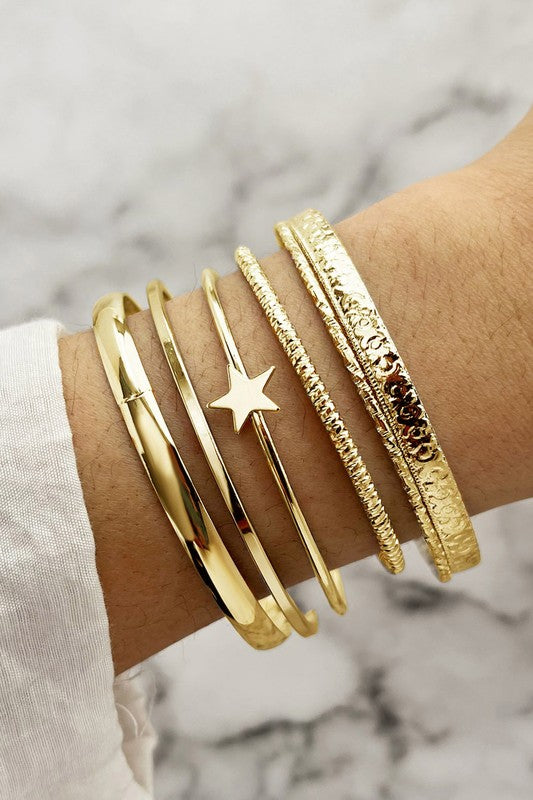 Gold Alloy Plated Star Bangle