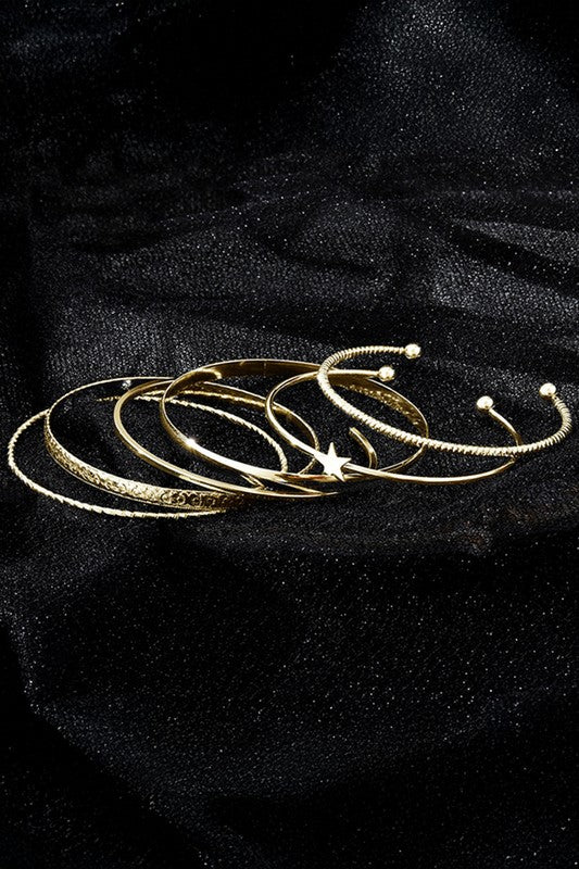 Gold Alloy Plated Star Bangle