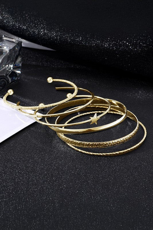 Gold Alloy Plated Star Bangle