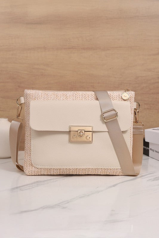 Faux Leather & Woven Cross Bag - 2