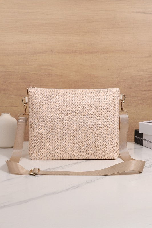 Faux Leather & Woven Cross Bag - 2