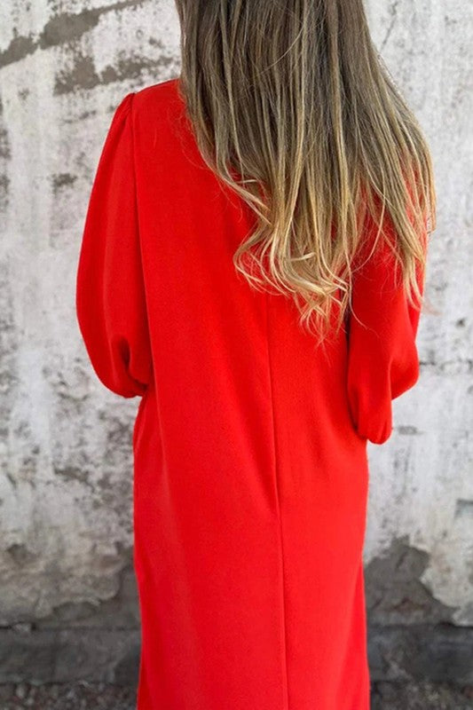 Loose Fit V Neck Dress - 2