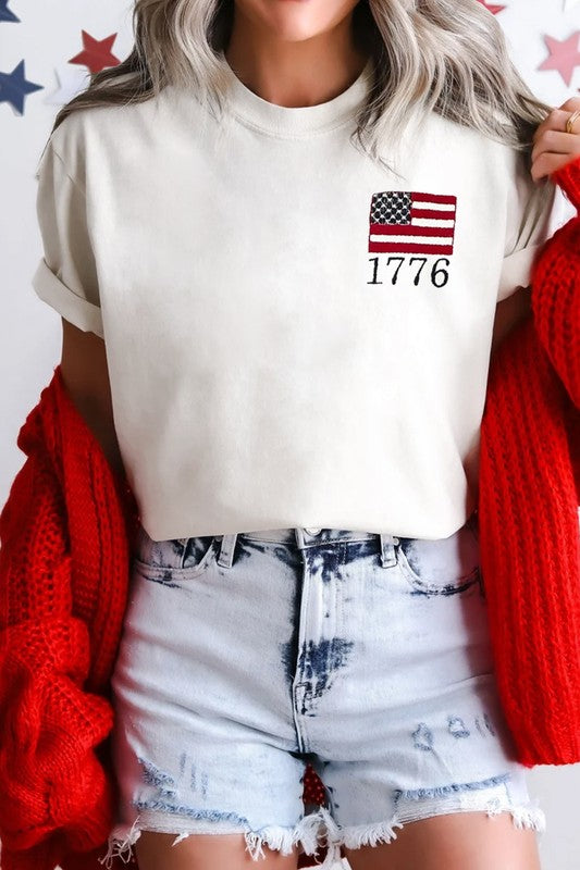 Embroidered Flag 1776 Tee