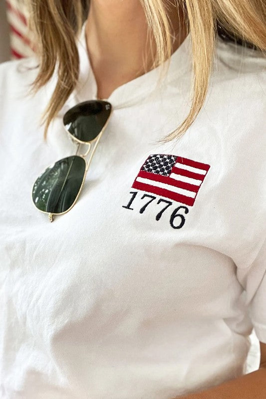 Embroidered Flag 1776 Tee
