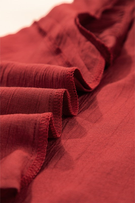 Red Dahlia Pleated Ruffle Top