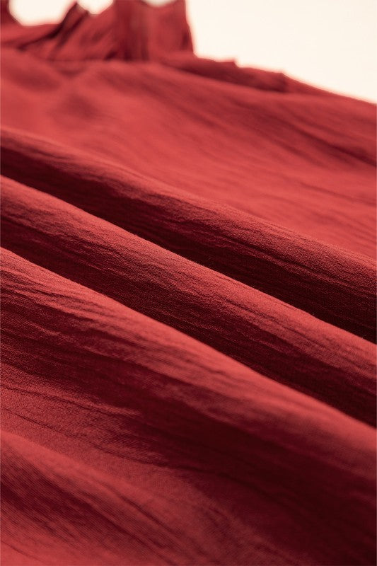 Red Dahlia Pleated Ruffle Top