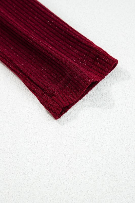 Red Shimmer Knit Top