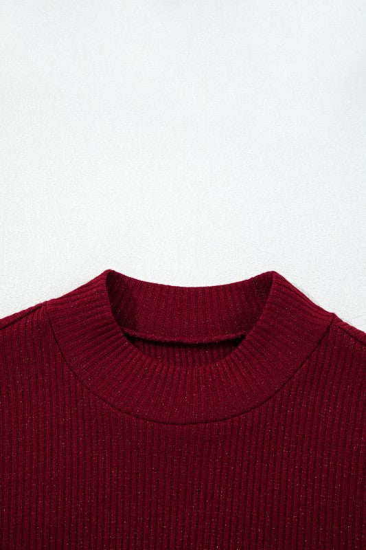 Red Shimmer Knit Top