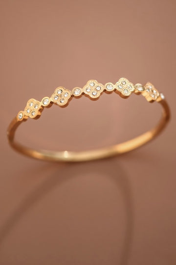 Crystal Clover Gold Bangle