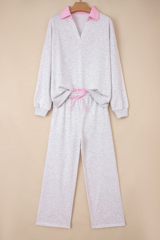 Gray & Pink Frill Contrast Set