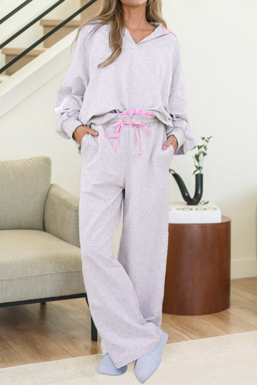 Gray & Pink Frill Contrast Set