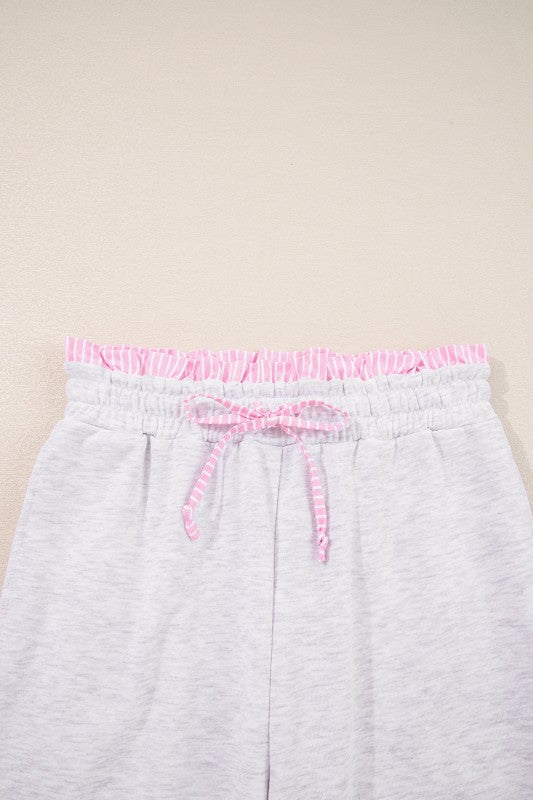 Gray & Pink Frill Contrast Set