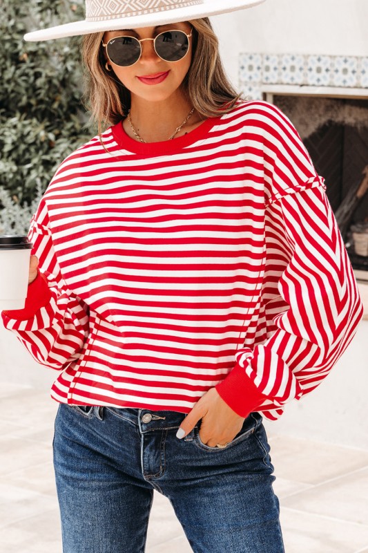 Cotton Red Stripe Pullover