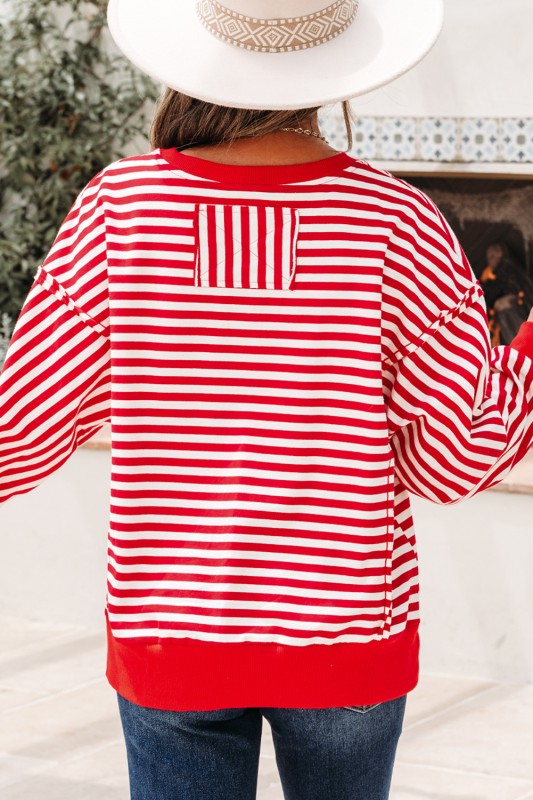 Cotton Red Stripe Pullover