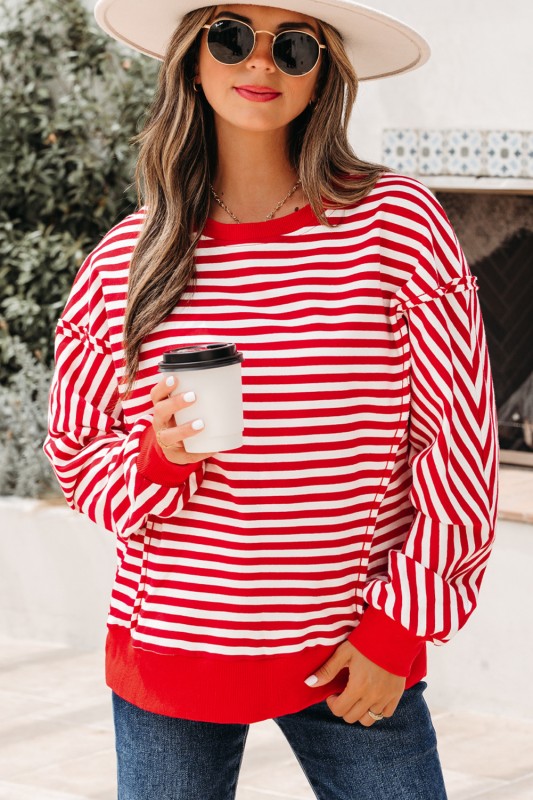 Cotton Red Stripe Pullover