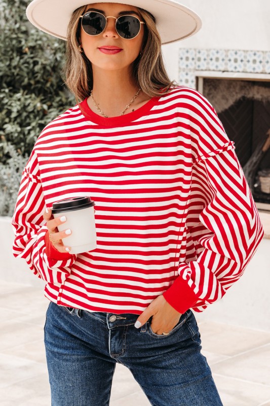 Cotton Red Stripe Pullover