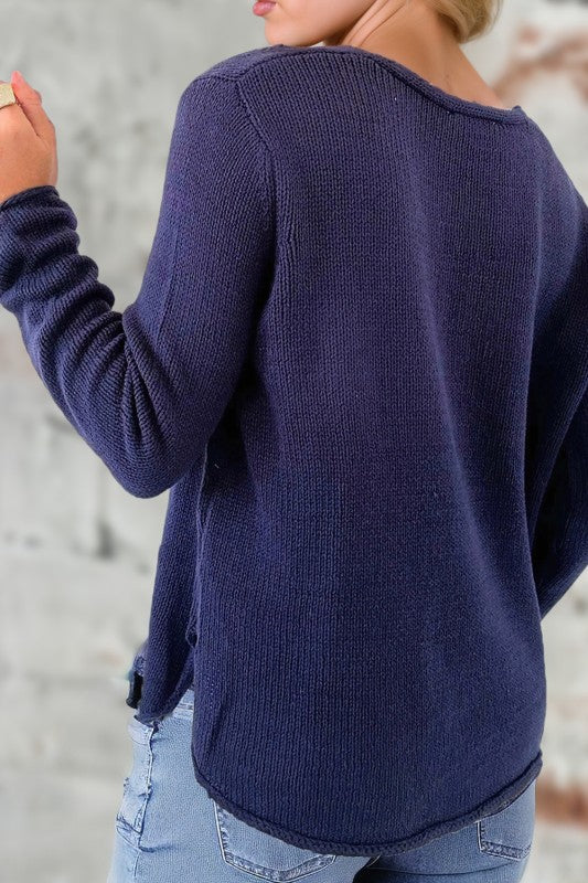Navy Beach Knit Pullover