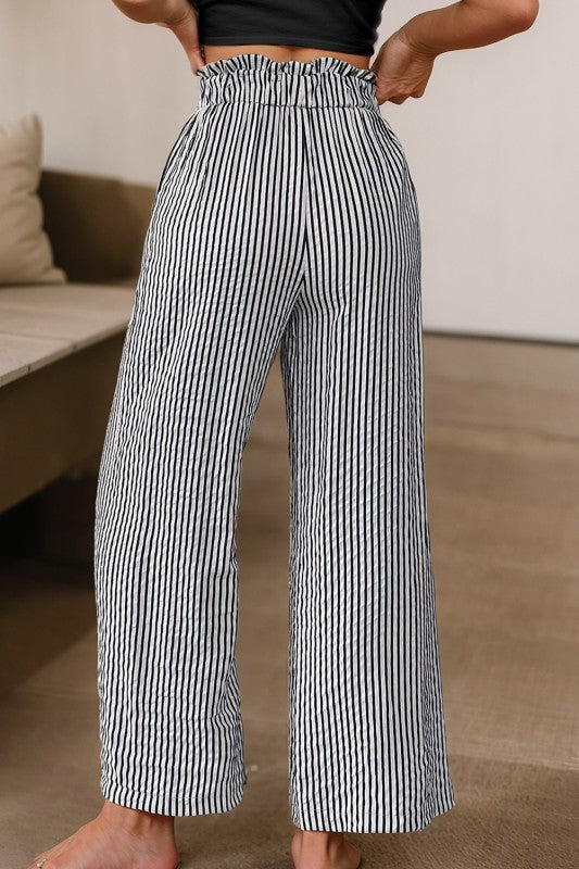 Lightweight Bow Front Striped Pants