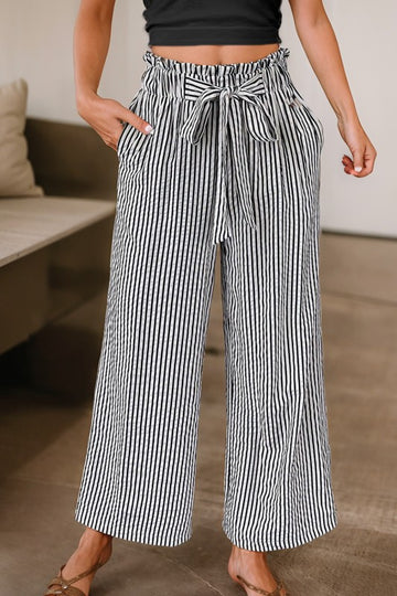 Lightweight Bow Front Striped Pants