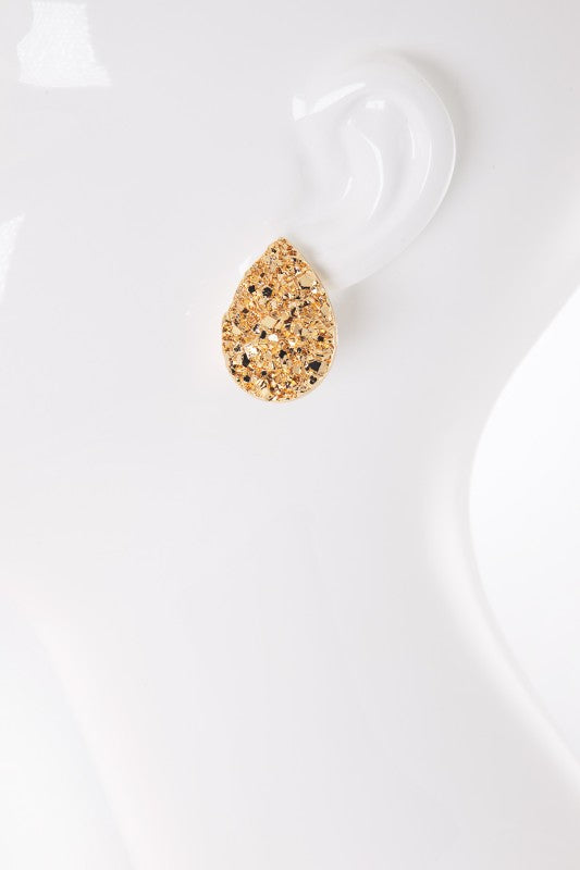 Gold Shimmer Tear Drop Earrings