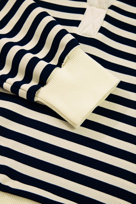 Sailor Stripe V Neck Knit Pullover