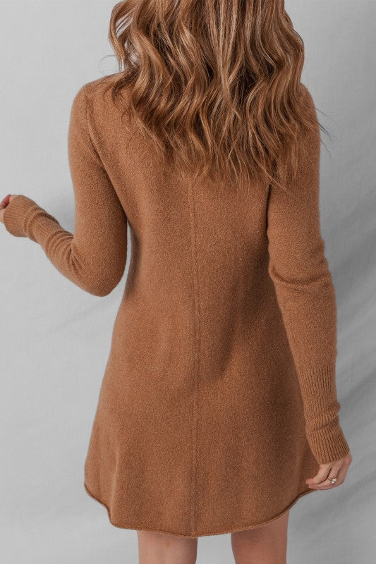 Coffee Knit Sweater Dress