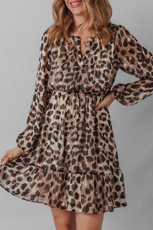 Leopard Ruffle Hem Dress