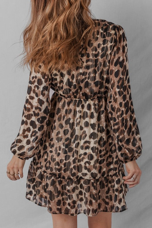 Leopard Ruffle Hem Dress