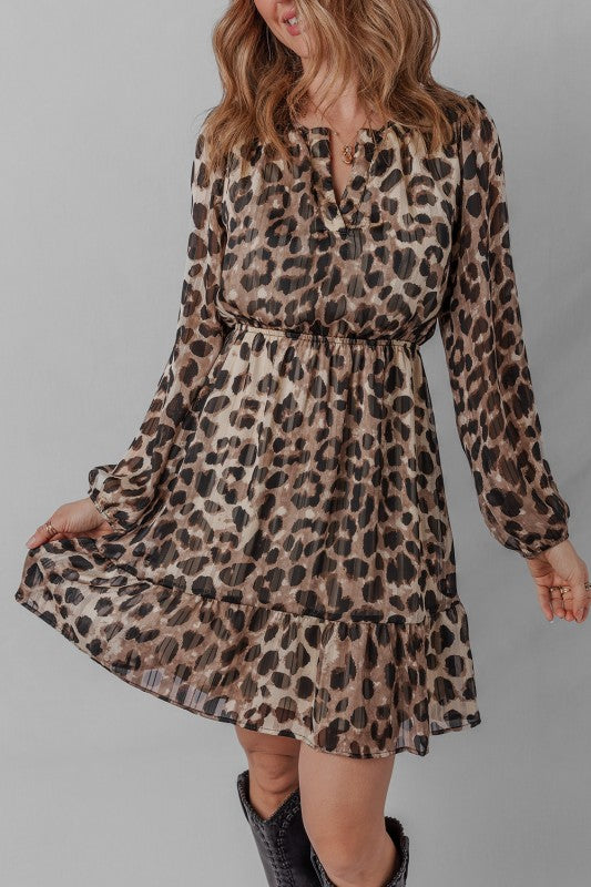 Leopard Ruffle Hem Dress