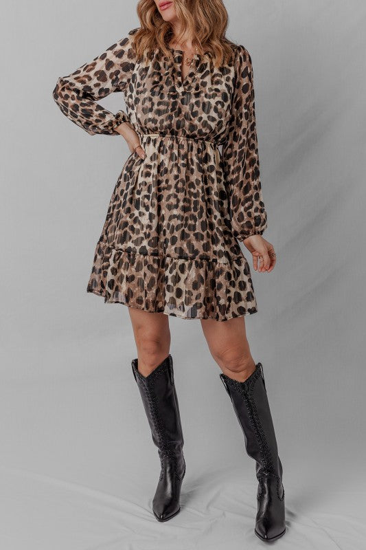 Leopard Ruffle Hem Dress