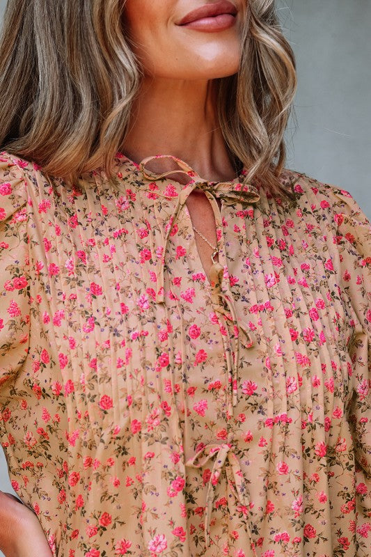 Fall Burst Floral Peasant Blouse