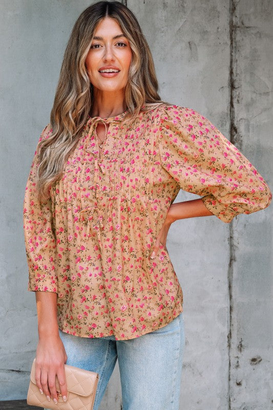 Fall Burst Floral Peasant Blouse