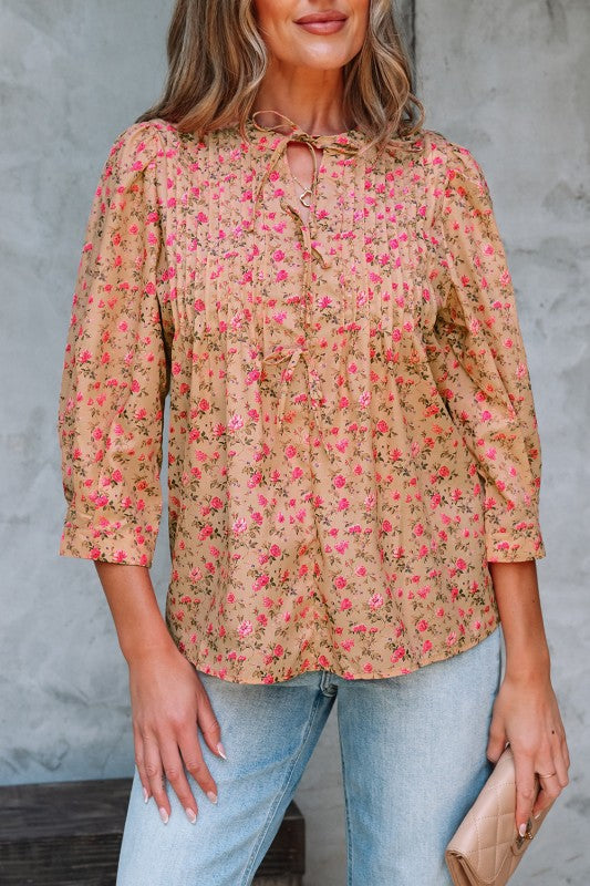 Fall Burst Floral Peasant Blouse