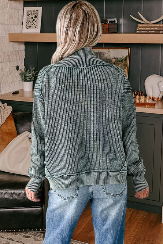 Exposed Seam Knit Open Cardigan