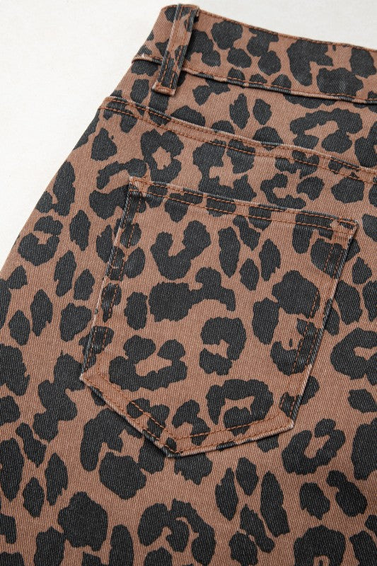 Leopard Denim Skirt- 2