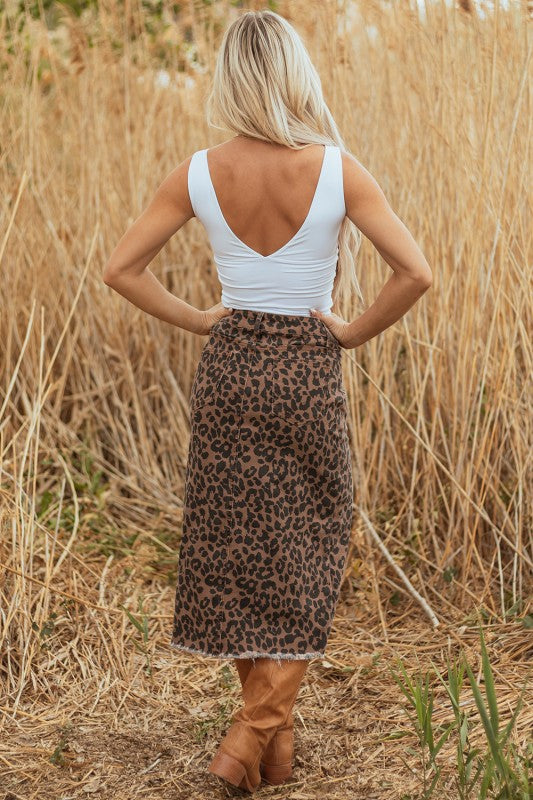 Leopard Denim Skirt- 2
