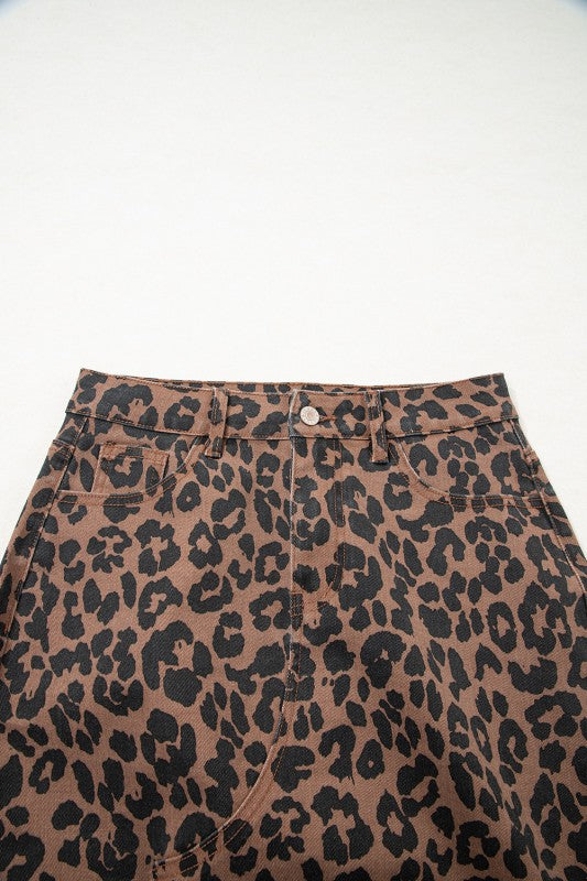 Leopard Denim Skirt- 2