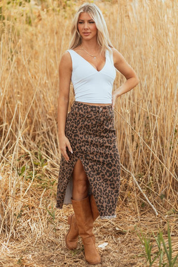Leopard Denim Skirt- 2