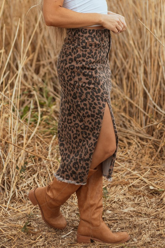 Leopard Denim Skirt- 2
