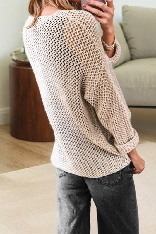 Crochet Knit Pullover - 3