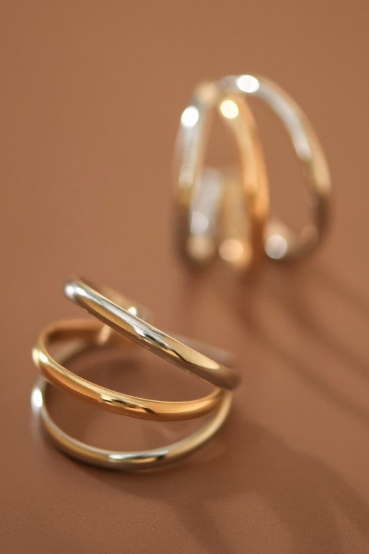 2 Tone Cage Hoop Earring